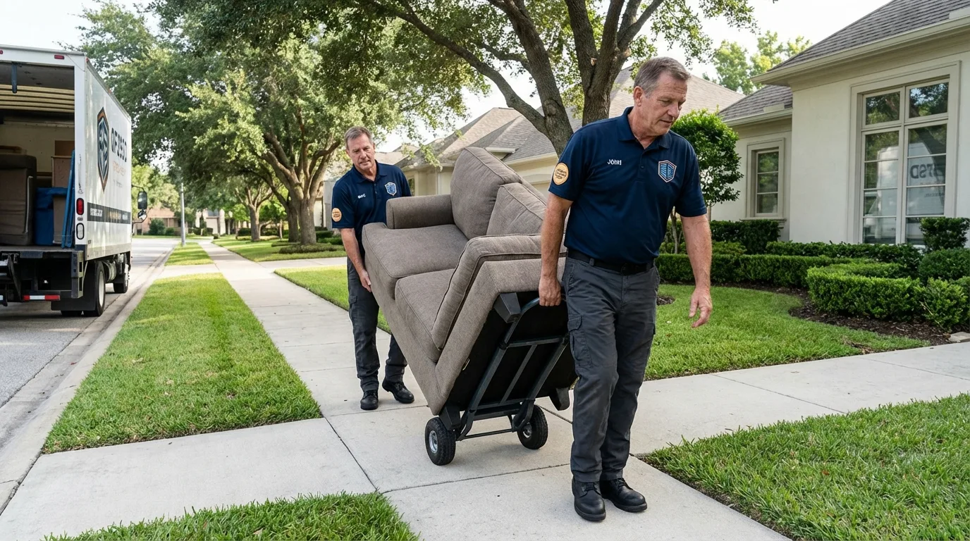 Local residential moving crew loading furniture in Eureka, CA